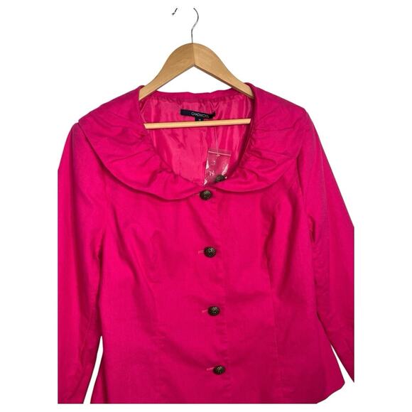 Chadwicks Blazer Womens 14 Pink Linen Jacket Peter Pan Collar Career Wear - Picture 8 of 13
